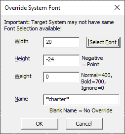 Build-A-Board Board Properties / font settings dialog